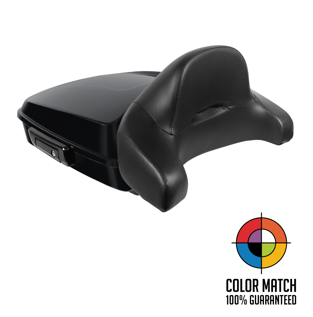 Color Matched Chopped Tour Pack w/ Full Backrest & Black Hardware for  Harley Touring '97-'22
