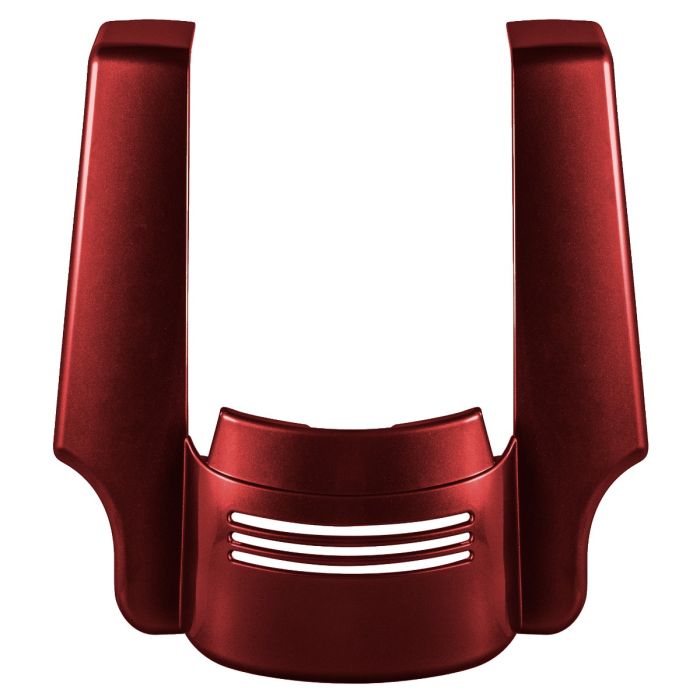 Crimson Red Sunglo Harley Touring Stretched Tri-Bar Fender Extension front