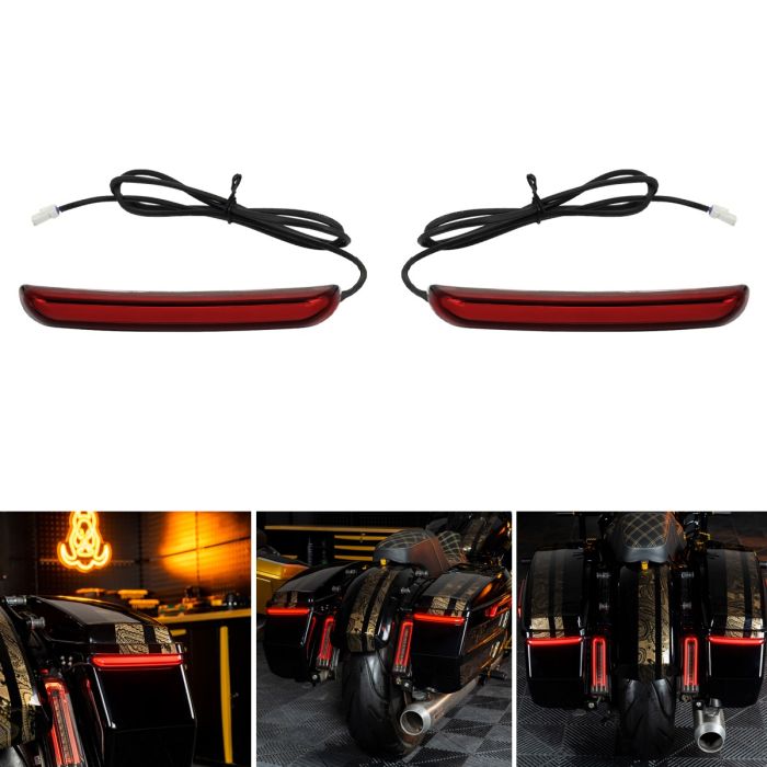 Slimz™ LED Saddlebag Lights for HOGWORKZ® Hardline Chopped Saddlebags with Red Lens
