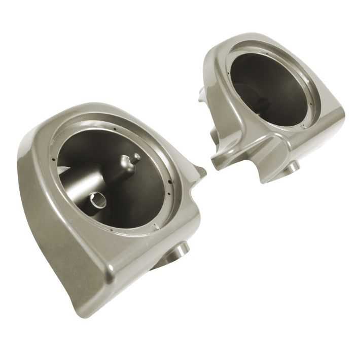 Silver Fortune Lower Vented Fairing Speaker Pod Mounts non rushmore style front for Harley® Touring motorcycles from HOGWORKZ® angle