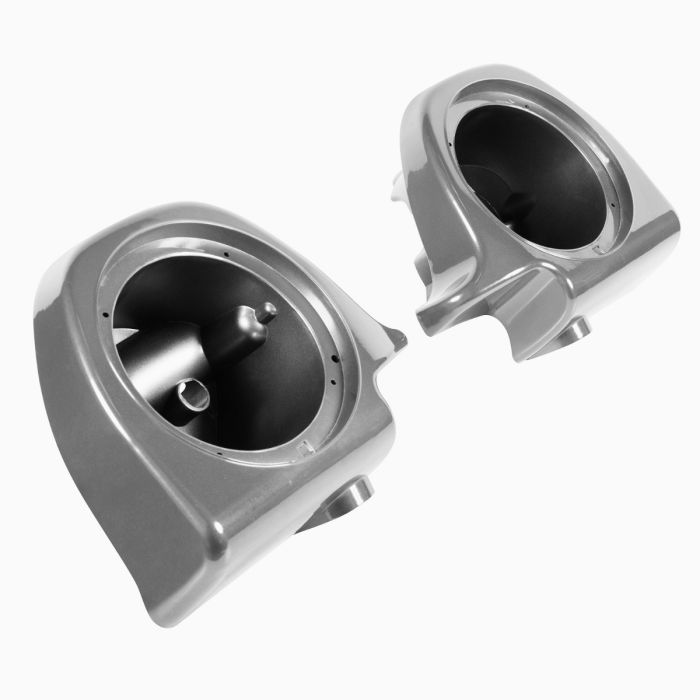 Brilliant Silver Pearl Lower Vented Fairing Speaker Pods angle