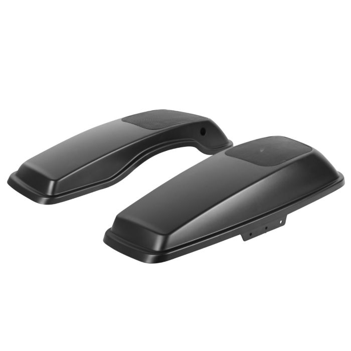 Denim Black Harley Touring Saddlebag Speaker Lids from HOGWORKZ angle