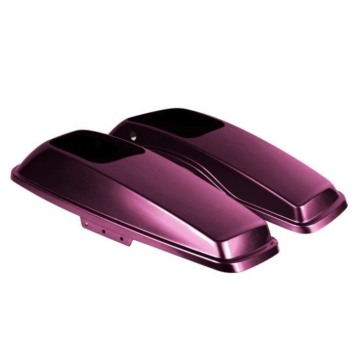 Mystic Purple Harley Touring Saddlebag Speaker Lids from HOGWORKZ angle