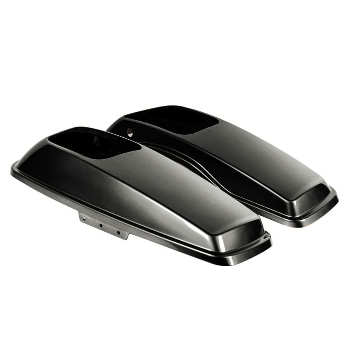 Industrial Gray Harley Touring Saddlebag Speaker Lids from HOGWORKZ angle