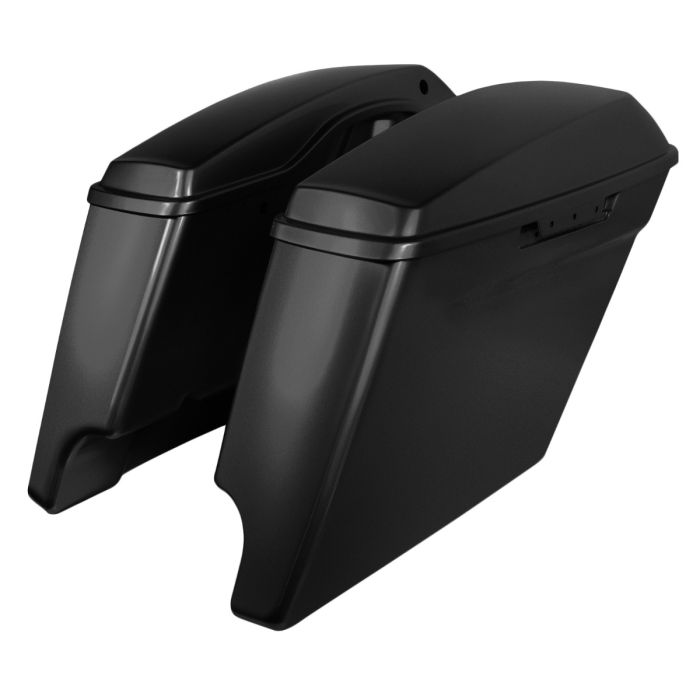 Black Quartz Harley Touring Stretched Saddlebags from HOGWORKZ angle