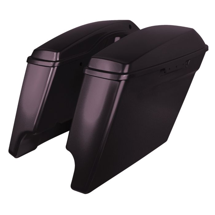 Blackened Cayenne Harley Touring Stretched Saddlebags from HOGWORKZ angle