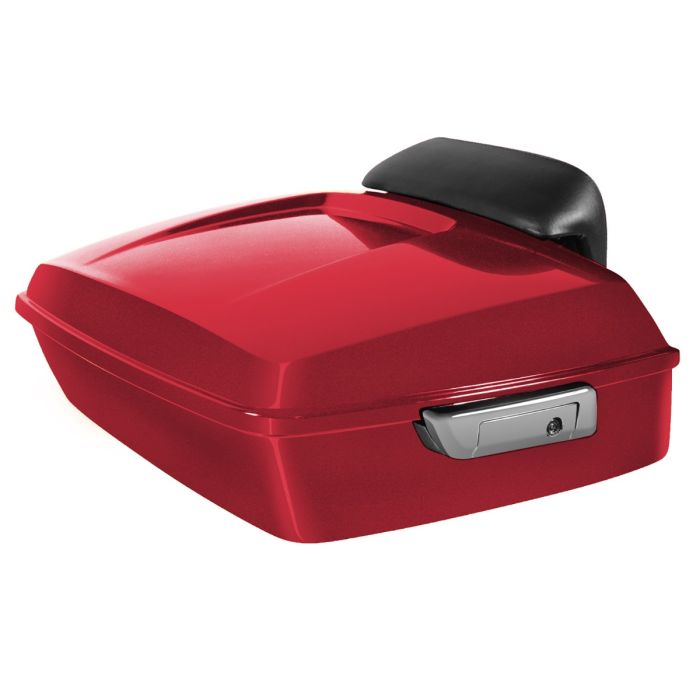 Heirloom Red Harley Touring Chopped Tour Pack with Slim Backrest and Chrome Hardware from HOGWORKZ back