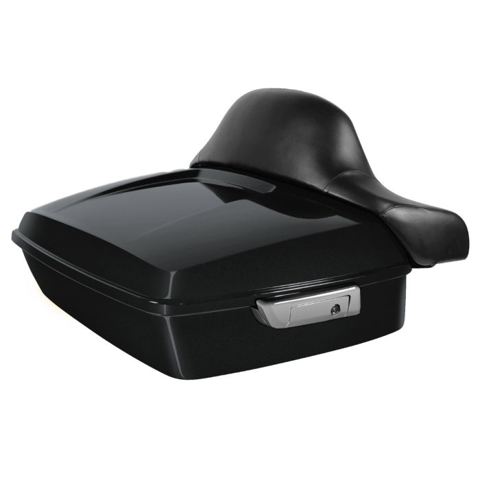 Thunder Black Gloss Chopped Tour Pack w/ Full Backrest & Chrome Hardware for Indian®