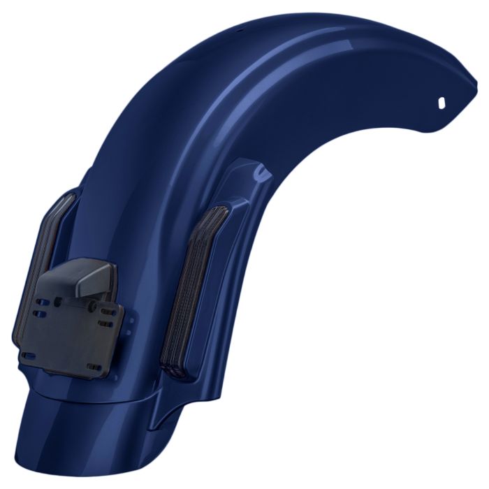 Big Blue Pearl Harley® Touring CVO Style Stretched Rear Fender from hogworkz side angle