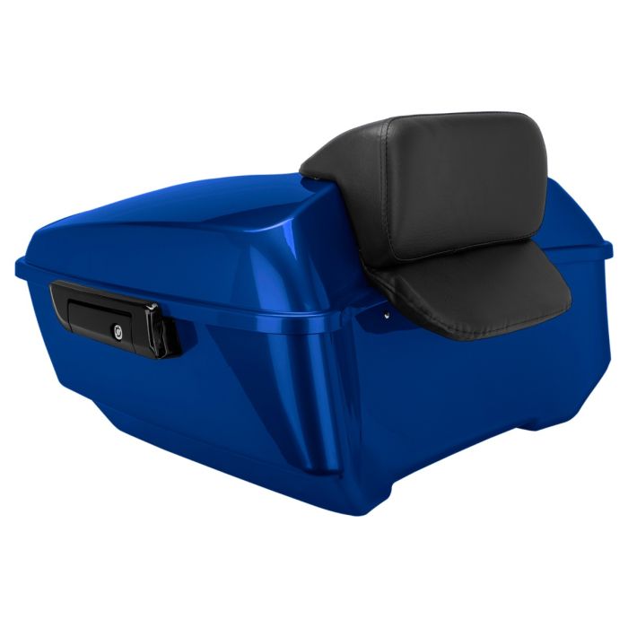 Blue Max Pearl King Tour Pack w/ Slim Backrest & Black Hardware for Harley® Touring 