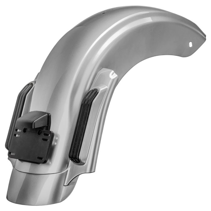Brilliant Silver Pearl Harley® Touring CVO Style Stretched Rear Fender from hogworkz angleBrilliant Silver Pearl Harley® Touring CVO Style Stretched Rear Fender from hogworkz front viewBrilliant Silver Pearl Harley® Touring CVO Style Stretched Rear Fender