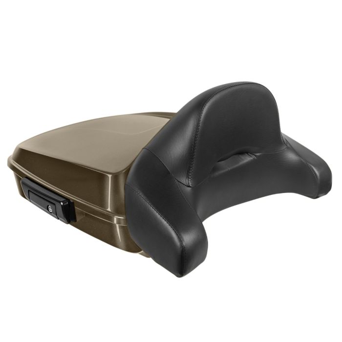 Bronze Armor Harley Touring Chopped Tour Pack with Full Backrest and Black Hardware angle