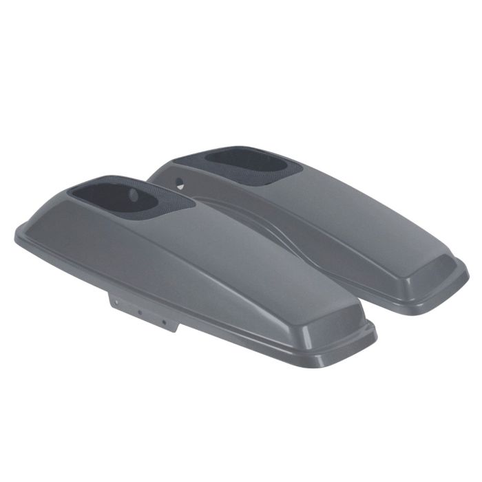 Charcoal Satin Harley Touring Saddlebag Speaker Lids from HOGWORKZ angle