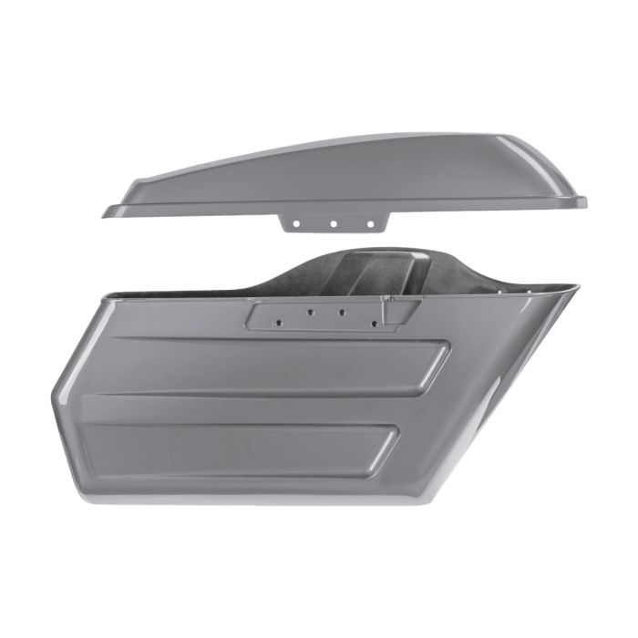 Charcoal Satin Chopped Hardline Saddlebags for Harley® Touring from HOGWORKZ side