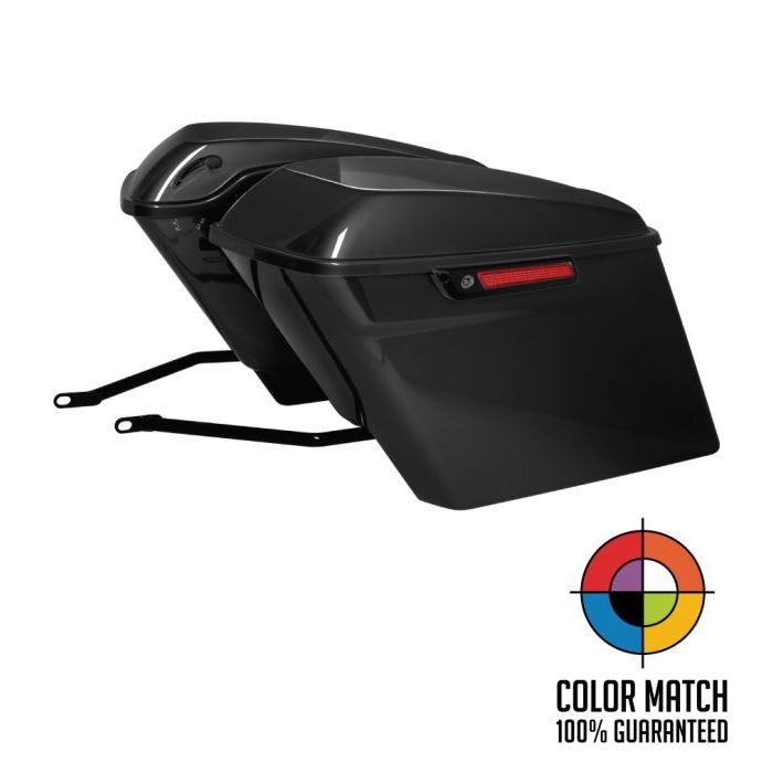 Color Match Harley® Softail Conversion Bracket Kit with 4" Dual Cut Stretched Saddlebags from HOGWORKZ