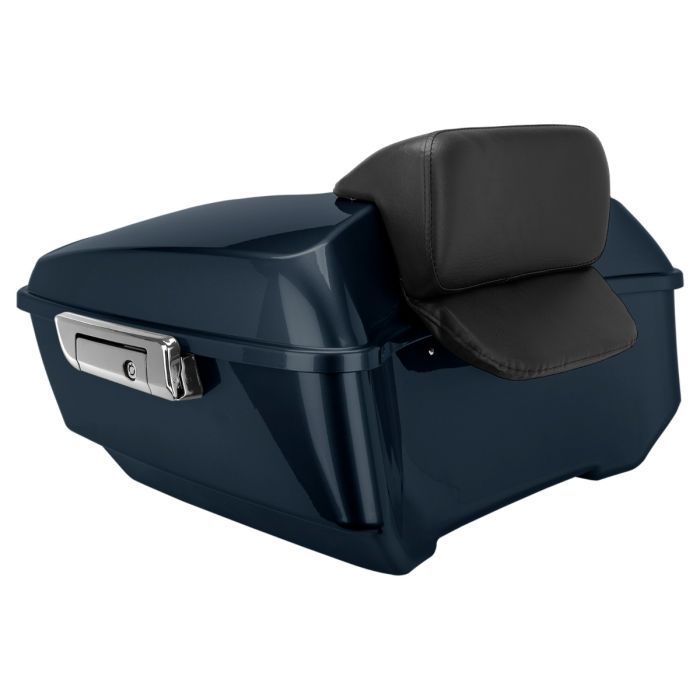 Cosmic Blue Pearl King Tour Pack w/ Slim Backrest & Chrome Hardware for Harley® Touring