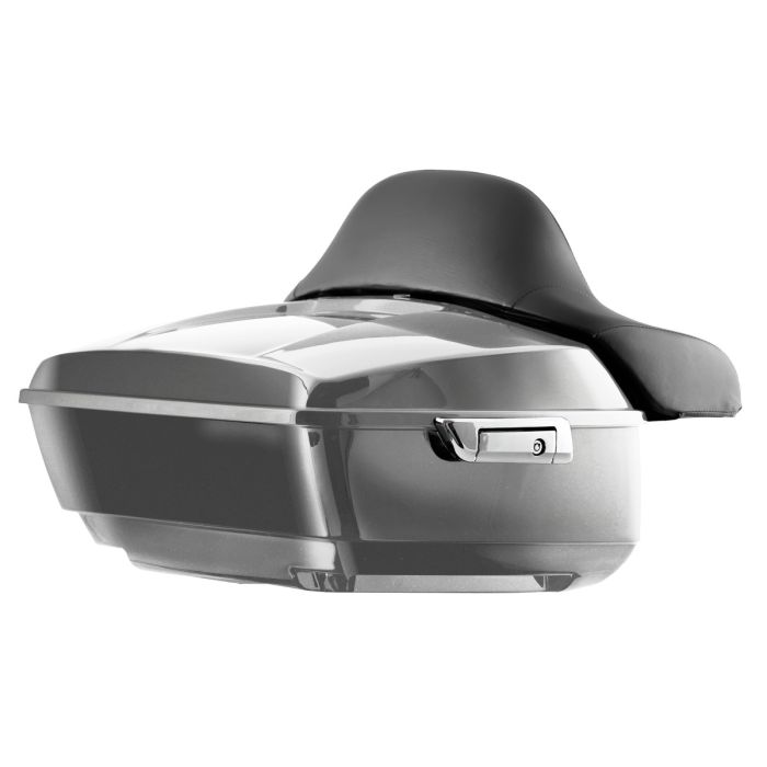 Charcoal Pearl Harley Touring King Tour Pack with Full Backrest and Chrome Hardware from HOGWORKZ angle