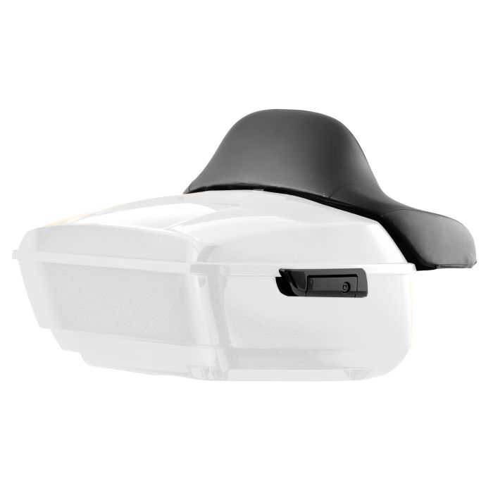 White Onyx Pearl Harley Touring King Tour Pack with Full Backrest and Black Hardware from HOGWORKZ angle