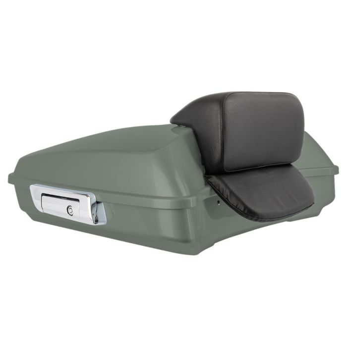 Deadwood Green Denim Razor Tour Pack w/ Slim Backrest & Chrome Hardware for Harley® Touring from HOGWORKZ