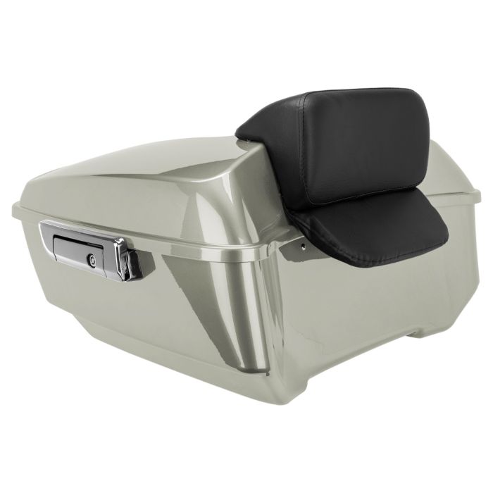 Golden White Pearl King Tour Pack w/ Slim Backrest & Chrome Hardware for Harley® Touring