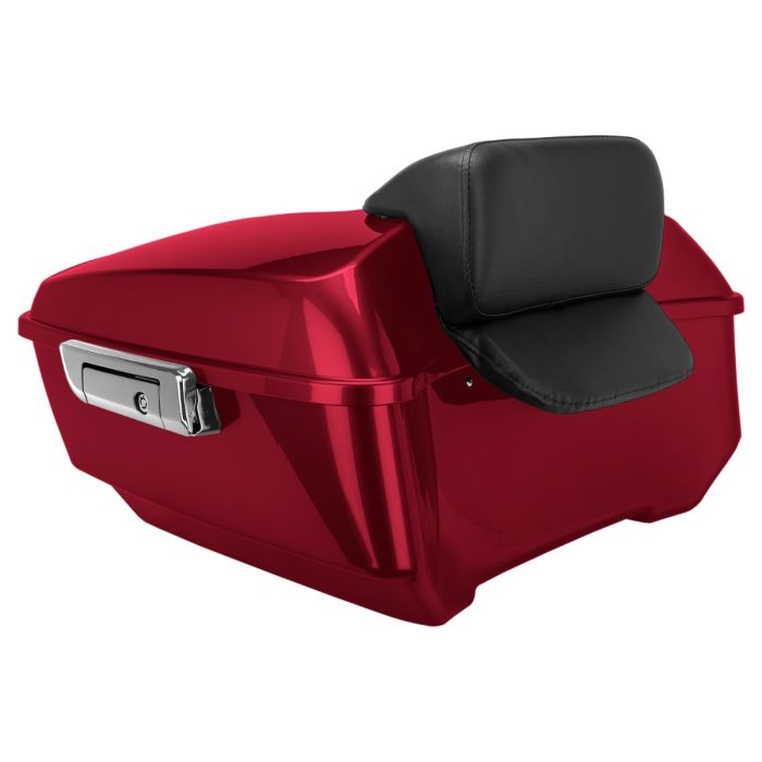 Hard Candy Hot Rod Red Flake King Tour Pack w/ Slim Backrest & Chrome Hardware for Harley® Touring