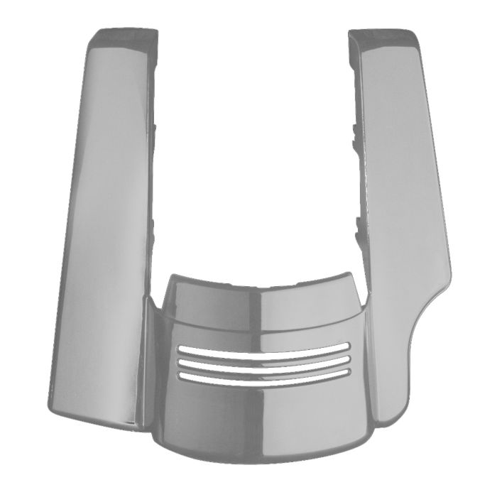 Brilliant Silver Pearl Harley Touring Stretched 2-Into-1 Tri-Bar Fender Extension front