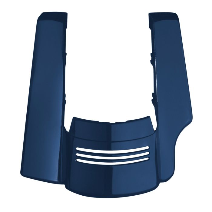 Bright Billiard Blue Stretched 2-Into-1 Tri-Bar Fender Extension Harley Touring from hogworkz front