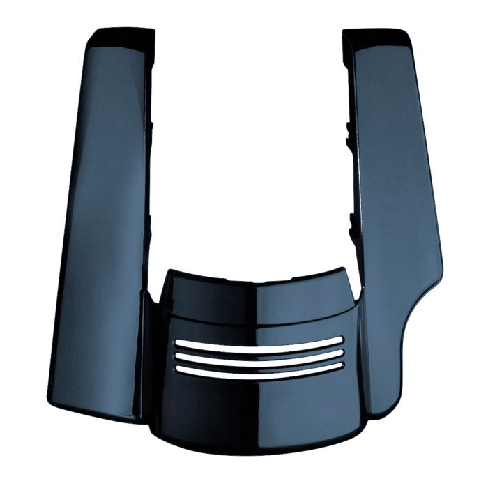 Cosmic Blue Pearl Harley Touring Stretched 2-Into-1 Tri-Bar Fender Extension front