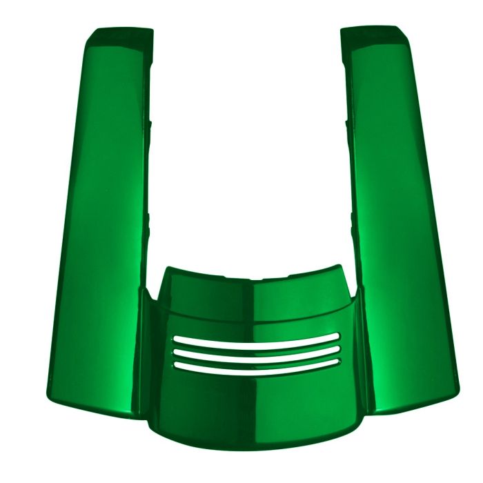 Radioactive Green Harley Touring Stretched Dual Blocked Tri-Bar Fender Extension front