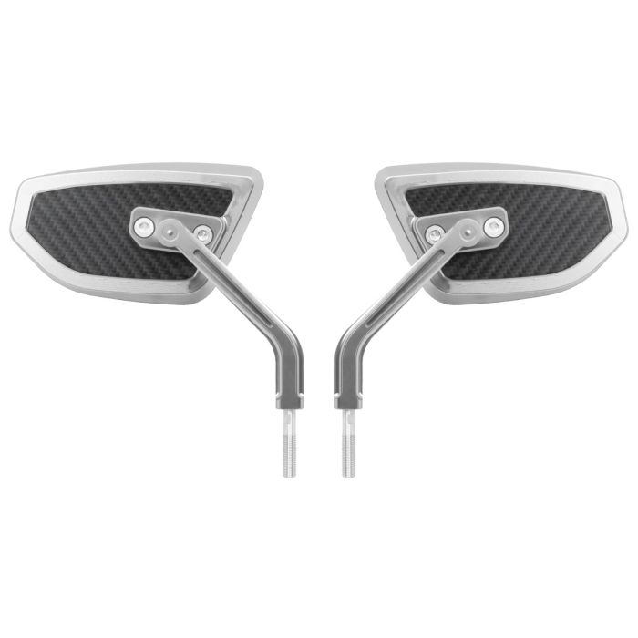 Silver HOGWORKZ® Anodized Performance Mirrors w/ Carbon Inlay