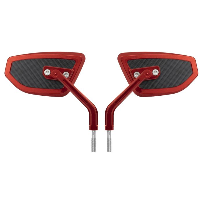 Red HOGWORKZ® Anodized Performance Mirrors w/ Carbon Inlay