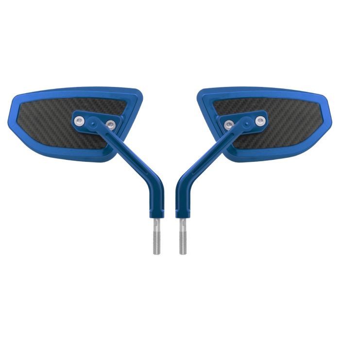 Blue Color HOGWORKZ® Anodized Performance Mirrors w/ Carbon Inlay