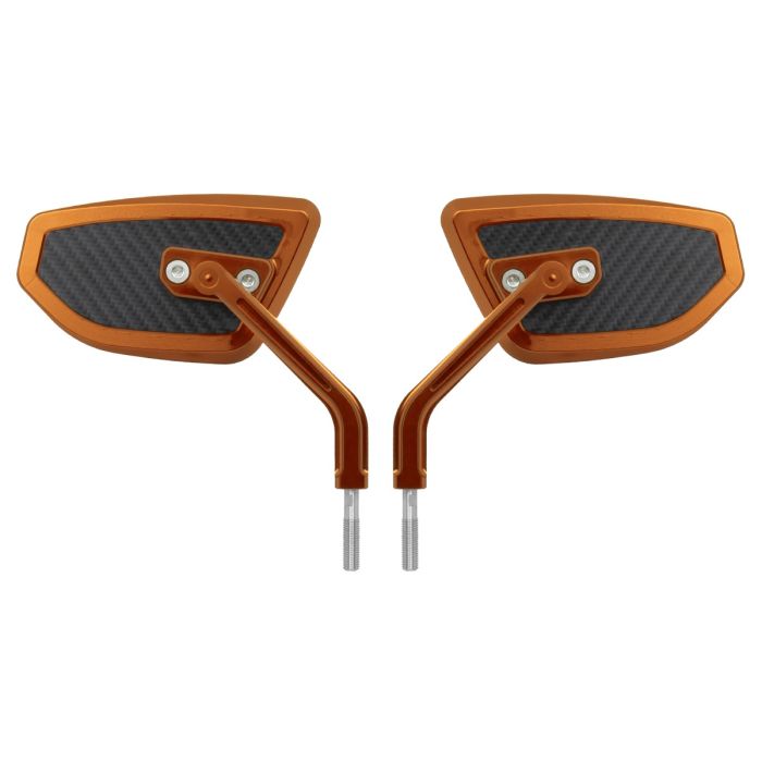 Orange HOGWORKZ® Anodized Performance Mirrors w/ Carbon Inlay