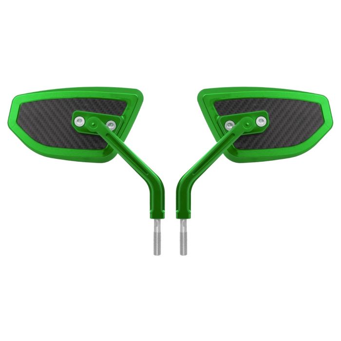 Green HOGWORKZ® Anodized Performance Mirrors w/ Carbon Inlay