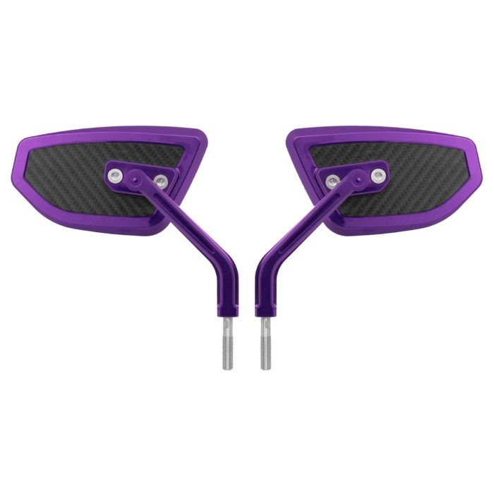 Purple HOGWORKZ® Anodized Performance Mirrors w/ Carbon Inlay