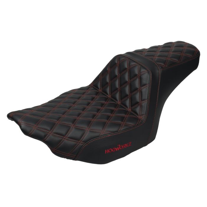 Rise Up Seat for Harley® Touring Diamond / Red Stitch from HOGWORKZ