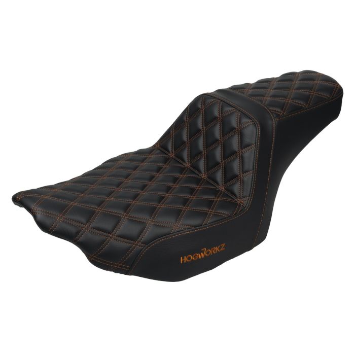 Rise Up Seat for Harley® Touring 'Diamond / Orange Stitch from HOGWORKZ