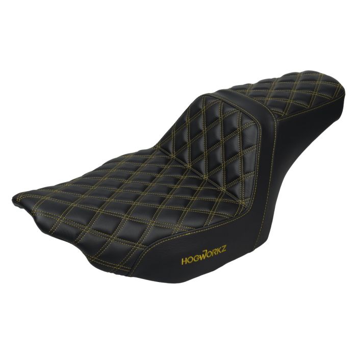 Rise Up Seat for Harley® Touring Diamond / Gold Stitch from HOGWORKZ