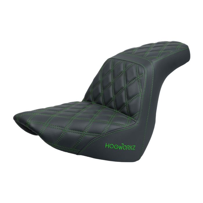 Rise Up Seat for Harley® Touring with Green Stitching from HOGWORKZ