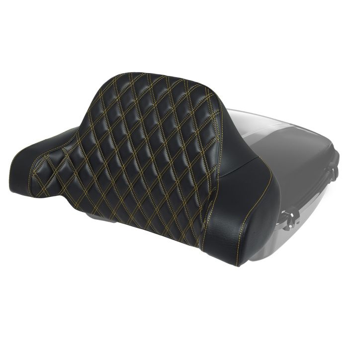 HOGWORKZ® Gold Stitching Diamond Stitched Chopped Tour Pack Backrest Pad