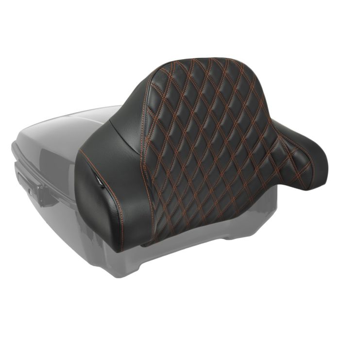 HOGWORKZ® Orange Stitching Diamond Stitched King Tour Pack Backrest Pad