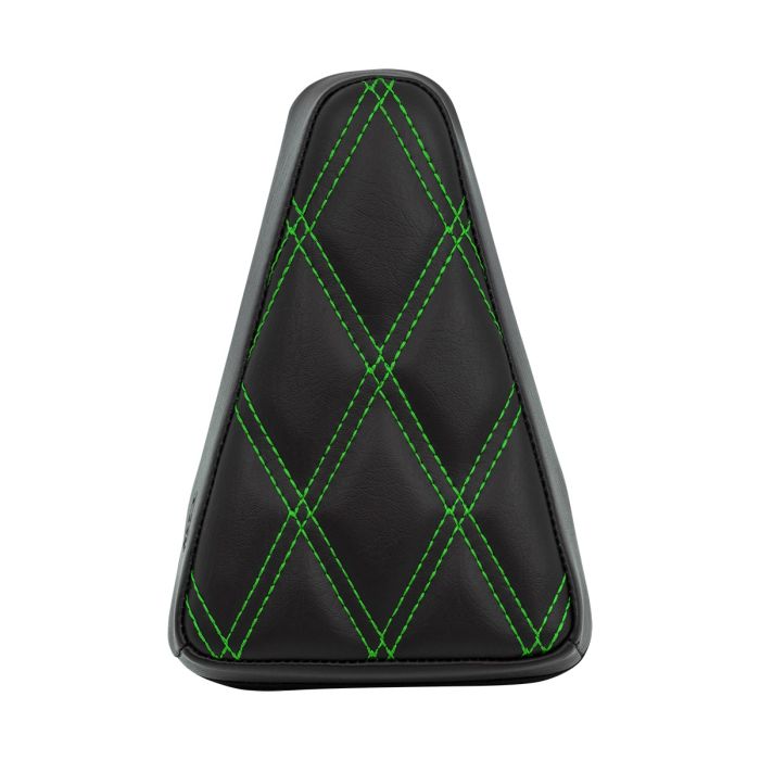 Havoc Sissy Bar Backrest Pad (Diamond / Green Stitch) from HOGWORKZ