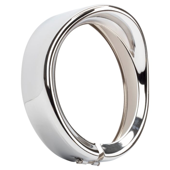 Chrome-plated visor style headlight trim ring. Direct bolt-on install for 7
