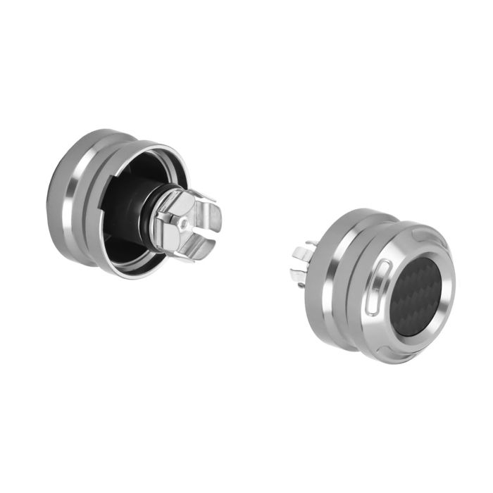 Silver Anodized Front Axle Covers for Harley® Softail w/ Upright Forks