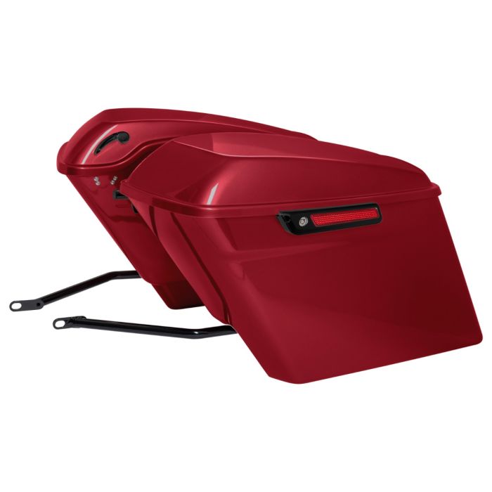 Redline Red Stretched Saddlebag Conversion Kit w/ Black Hardware for Harley® Softail