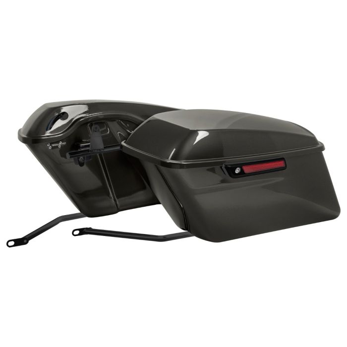 Silver Flux Standard Saddlebag Conversion Kit w/ Black Hardware for Harley® Softail