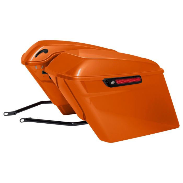 Whiskey Fire Stretched Saddlebag Conversion Kit w/ Black Hardware for Harley® Softail