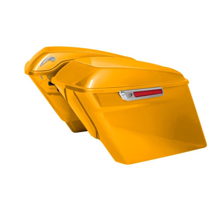 Centerline Harley softail conversion kit with stretched saddlebags and Chrome hardware from HOGWORKZ