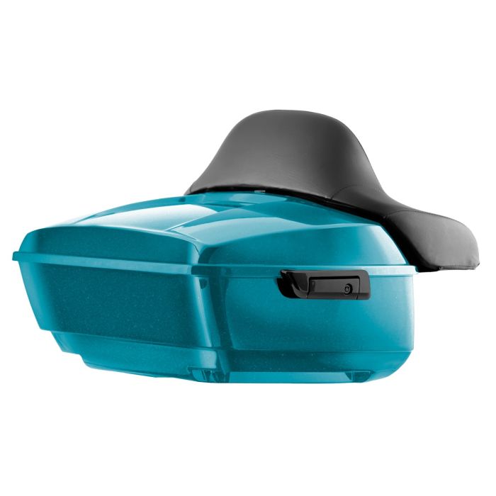 Teal Thunder King Tour Pack with Full Backrest & Black Hardware for Harley® Touring from HOGWORKZ