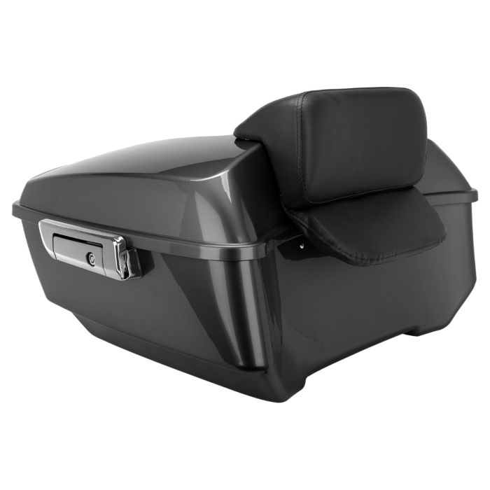 Dark Billiard Gray King Tour Pack w/ Slim Backrest & Chrome Hardware for Harley® Touring